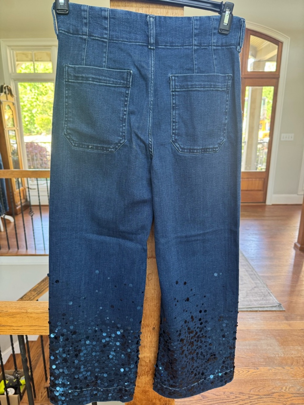 Maeve Collette Sequin Cropped Wide Leg Jeans - Picture 4 of 9